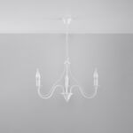 Wera 3 Lamp Candle Chandelier, White Metal, 60cm Diameter