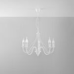Wera 5 Light Candle Chandelier, White Metal, 60cm Diameter