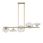 Miracle Brass Bar Pendant Light, Metal, Clear Glass, 5 Lamp, 110cm Length