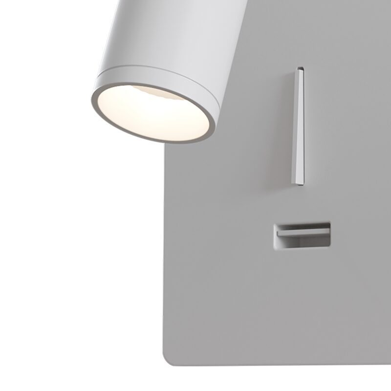 Mirax Rectangle White LED Wall Spotlight, USB Port, Switched, 3W, 3000K, 7cm Wide