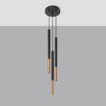 Mozaica Black & Copper Multi Drop Pendant Light, 3 Lamp, Metal, 20cm Diameter