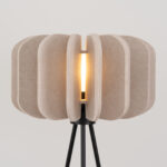 Malo Felt Floor Lamp, Beige, Black Metal Base, 45cm Diameter, 1 Light