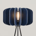 Malo Felt Floor Lamp, Navy Blue, Black Metal Base, 45cm Diameter, 1 Light