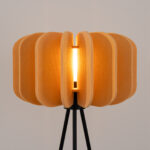 Malo Felt Floor Lamp, Yellow, Black Metal Base, 45cm Diameter, 1 Lamp