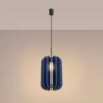 Malo Oval Felt Pendant Lamp, Navy Blue Shade, 1 Light, 27cm Diameter