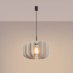 Malo Beige Pendant Lamp, Felt Shade, Black Metal, 45cm Diameter, 1 Light