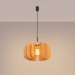 Malo Yellow Pendant Light, Felt Shade, Black Metal, 45cm Diameter, 1 Lamp