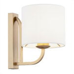 Nello Wall Lamp, 1 Light, Old Gold, White Fabric Lampshade