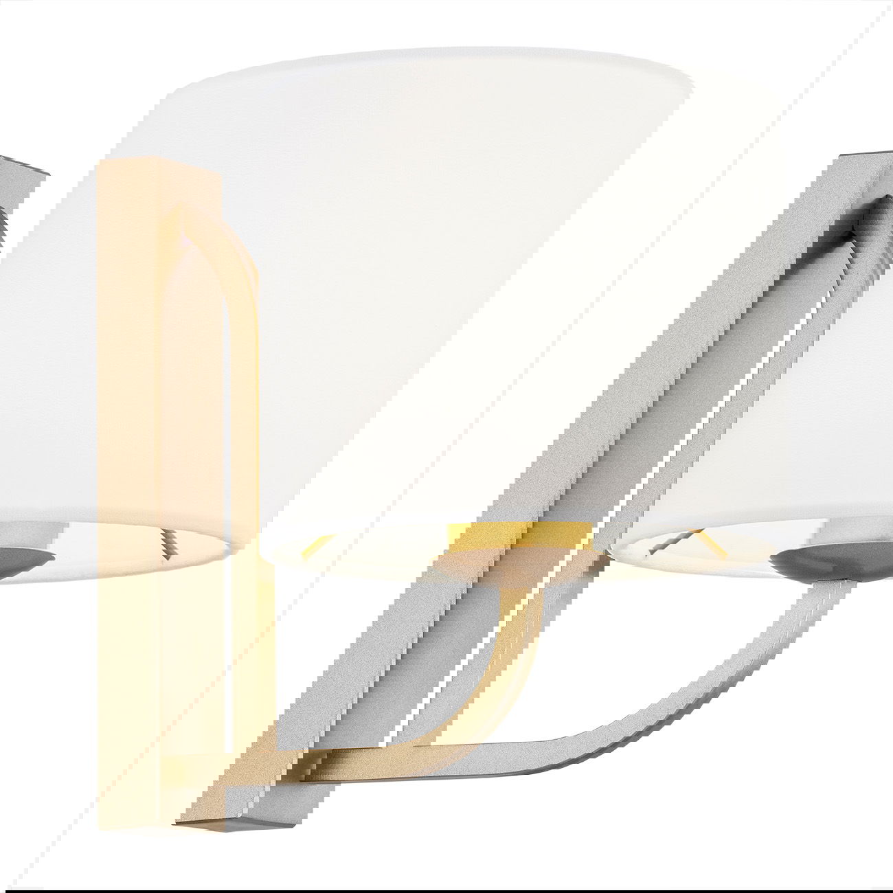 AL1G9D5H7 - Main Image - Nello Wall Lamp Nello wall lamp with old gold mount and white round fabric shade.