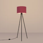 Evra Black Floor Lamp, 1 Light, Burgundy Fabric Drum Shade, 135cm Height
