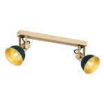 Nora Ceiling Spotlight, Gold & Green, 2 Lamp Adjustable, 50cm