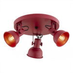 Nora Round Red Ceiling Lamp, 3 Light Adjustable Spotlight, 37cm