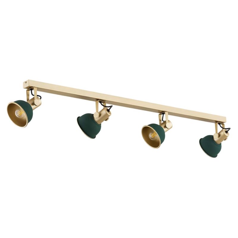 Nora linear spotlight bar showing four heads positioned at different angles with gold interior.