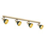 Nora Ceiling Spotlight Bar, Gold & Green, 4 Lamp Adjustable, 119cm