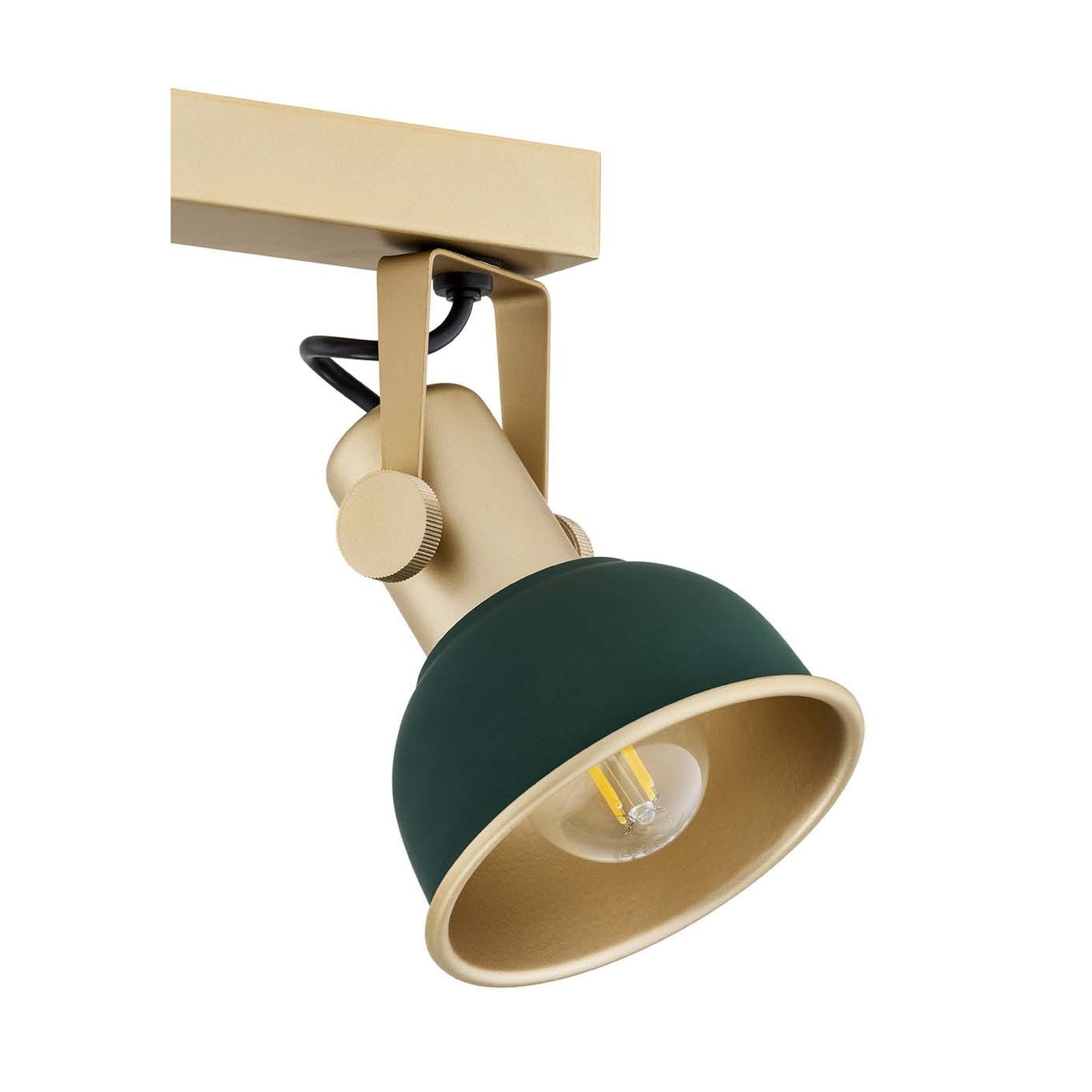 nora ceiling spotlight, gold & green, 2 lamp adjustable, 50cm