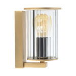 Nordfor Outdoor Wall Lamp, Gold, Ribbed Clear Glass, IP44