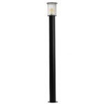 Nordfor Large Outdoor Bollard Lamp, Black, IP44, Ribbed Glass, 124cm Height