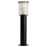Nordfor Medium Outdoor Bollard Light, Black, IP44, Ribbed Glass, 52cm Height