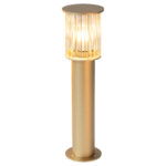 Nordfor Medium Outdoor Bollard Lamp, Gold, IP44, Ribbed Glass, 52cm Height