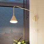 Knox Beige Plug-In Wall Light, Extended Swivel Arm, 61cm Depth