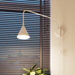 Knox White Plug-In Wall Light, Extended Swivel Arm, 61cm Depth