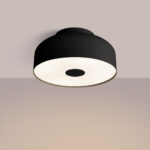 Omri Black Ceiling Light, 4 Light, Round, Metal & PVC, 30cm Wide