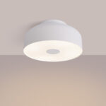 Omri White Ceiling Lamp, 4 Light, Round, Metal & PVC, 30cm Wide