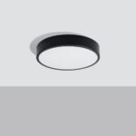 Onik LED Black Flush Ceiling Lamp, 40cm Diameter, Metal, 3000k Warm White
