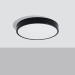 Onik LED Black Flush Ceiling Light, 50cm Diameter, Metal, 3000k Warm White