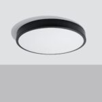 Onik LED Black Flush Ceiling Lamp, 60cm Diameter, Metal, 3000k Warm White