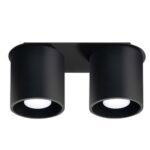 Orbital Double Cylinder Surface Mounted Downlight, Black Metal, 26cm Length