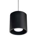 Orbital Round Pendant Lamp, Black Metal, 10cm Diameter