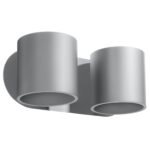 Orbital Double Cylinder Wall Lamp, Grey Metal, 26cm Wide