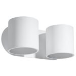 Orbital Double Cylinder Wall Light, White Metal, 26cm Wide