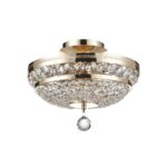 Ottilia Gold Ceiling Light, 3 Lamp, Semi Flush, Metal, Crystal, 32cm Wide