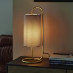 Nostro Table Lamp, Oval Antique Brass Base, Grey Shade