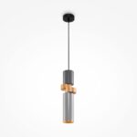 Palette Single Pendant Lamp, Metal, Grey & Silver Shade, Gold Detail, 9.5cm Wide