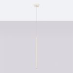 Vaslow Single Tube Pendant Light, Beige Metal, 8cm Wide