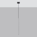 Vaslow Single Tube Pendant Lamp, Chrome, Metal 8cm Wide
