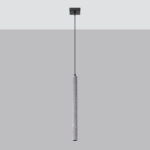 Vaslow Single Tube Pendant Light, Concrete, 8cm Wide