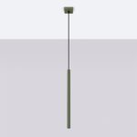 Vaslow Single Tube Pendant Lamp, Olive green, 8cm Wide