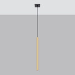 Vaslow Single Tube Pendant Light, Polished Gold, Metal 8cm Wide