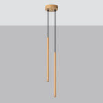 Vaslow 2 Light Tube Pendant Light, Matt Gold Metal, 15cm Diameter