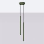 Vaslow 2 Lamp Tube Pendant Light, Olive Green, 15cm Diameter