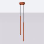 Vaslow 2 Lamp Tube Pendant Light, Ochre Terracotta, 15cm Diameter