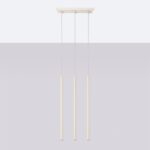 Vaslow 3 Light Bar Pendant Lamp, Beige, Metal, 30cm Length