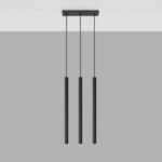 Vaslow 3 Light Bar Pendant Lamp, Black Metal, 30cm Length