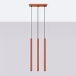 Vaslow 3 Light Bar Pendant Lamp, Metal, Ochre Terracotta, 30cm Length