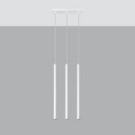 Vaslow 3 Light Bar Pendant Lamp, White Metal, 30cm Length