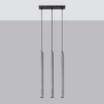 Vaslow 3 Light Bar Pendant Light, Concrete, Metal, 30cm Length